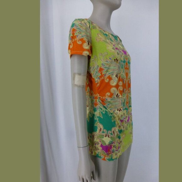 Robert Graham Muli-Color Tencel Blend Short Sleeve Top - Picture 3 of 10